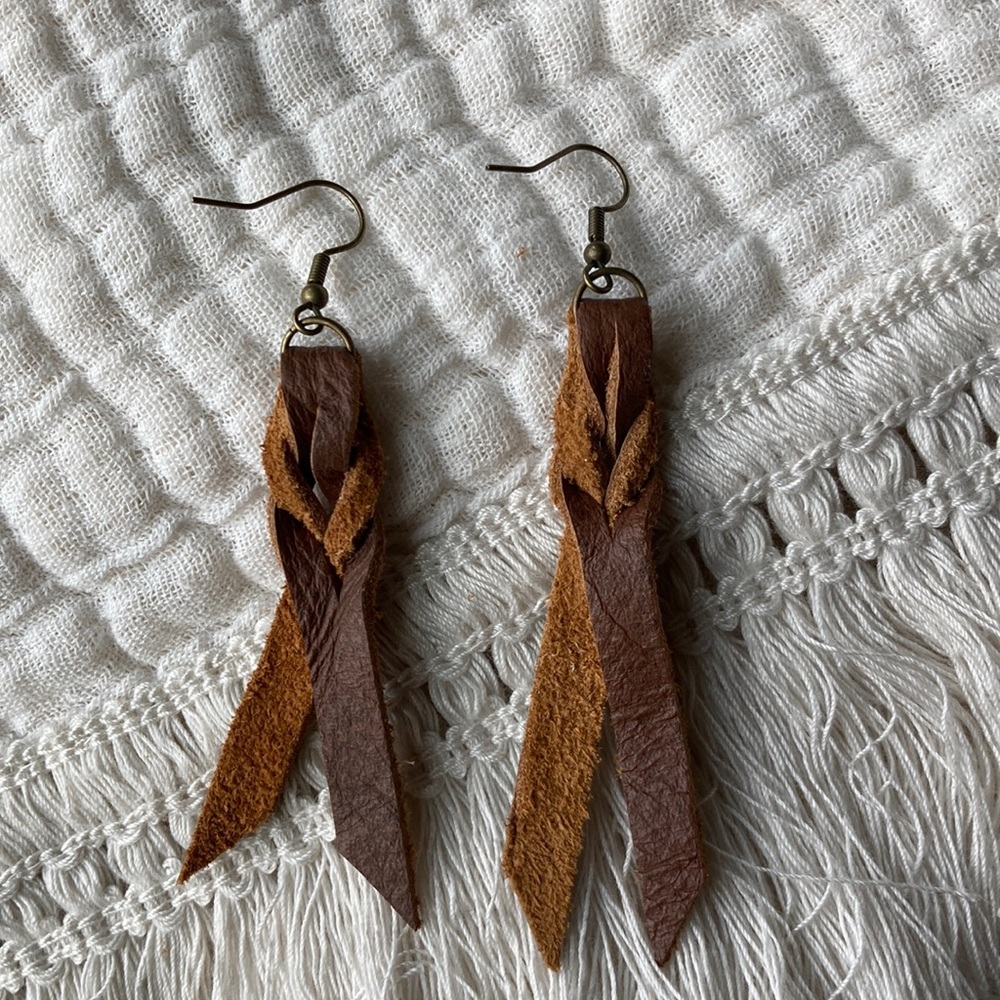 “Braided” Leather Earrings